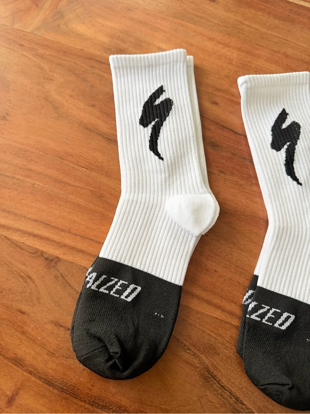 White & Black Athletic men’s cycling Crew Socks with Lightning Logo - Pack of 3